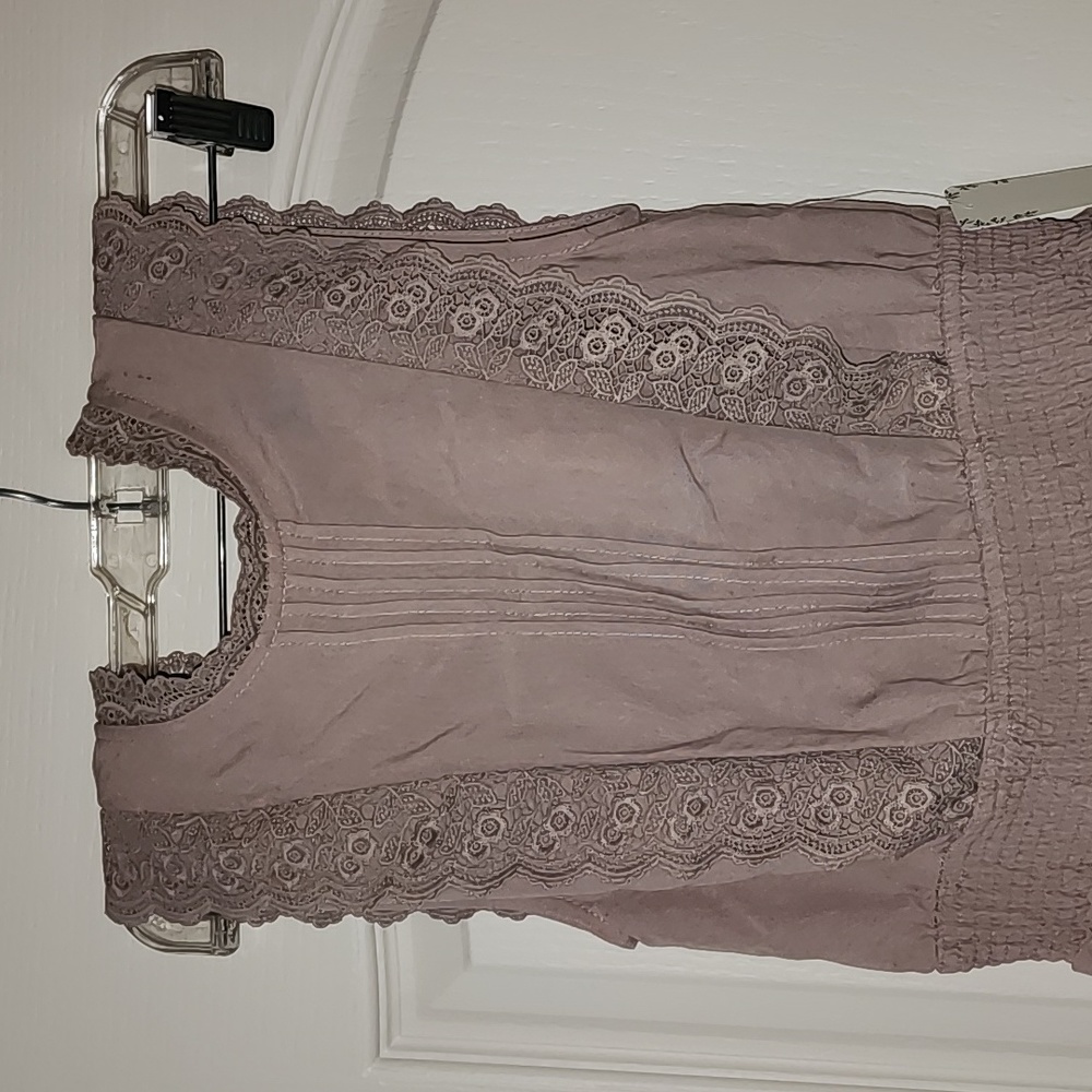 Lace Tan/Beige Mini Dress - Picture 3 of 7